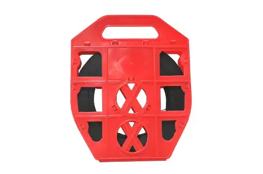 FTA73071935LPR: 304 SS Band 3/4" x 0.030" x 100' - Red Dispenser - COATED IN BLACK POLYESTER